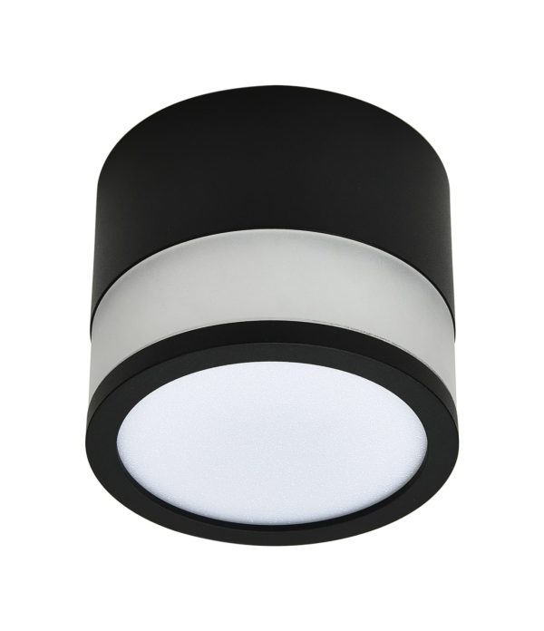 LED COB Надргадна Светилка 12W Округла Црна