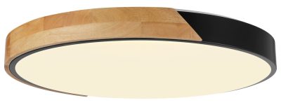 LED Плафонска Светилка 48W Црно/Дрво Тело CCT + Далечинско