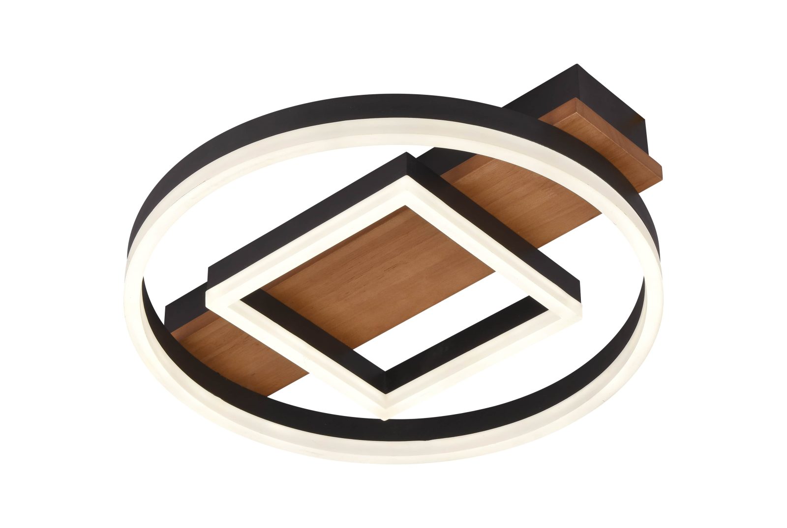 LED Плафонска Светилка 46W Црно/Дрво Тело CCT + Далечинско