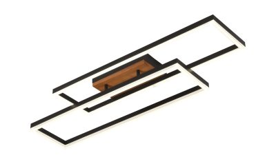 LED Плафонска Светилка 86W Црно/Дрво Тело CCT + Далечинско