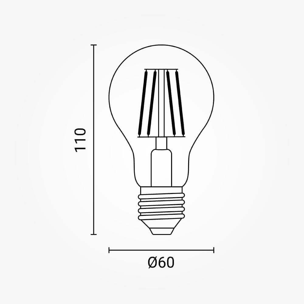 Led СИJАЛИЦА A60 8W 810Lm E27 220-240V 2700K ФИЛАМЕНТ