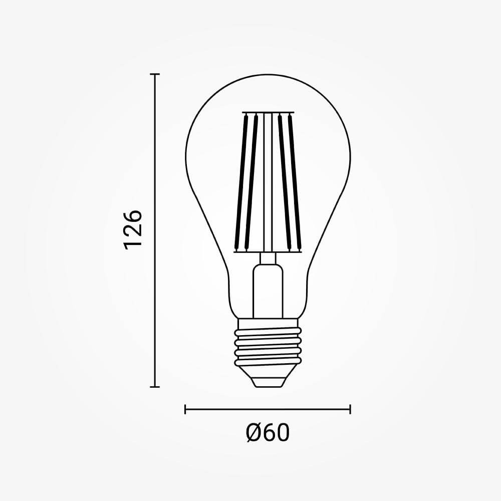 Led СИJАЛИЦА A60 12W 1500Lm E27 220-240V 6000K ФИЛАМЕНТ