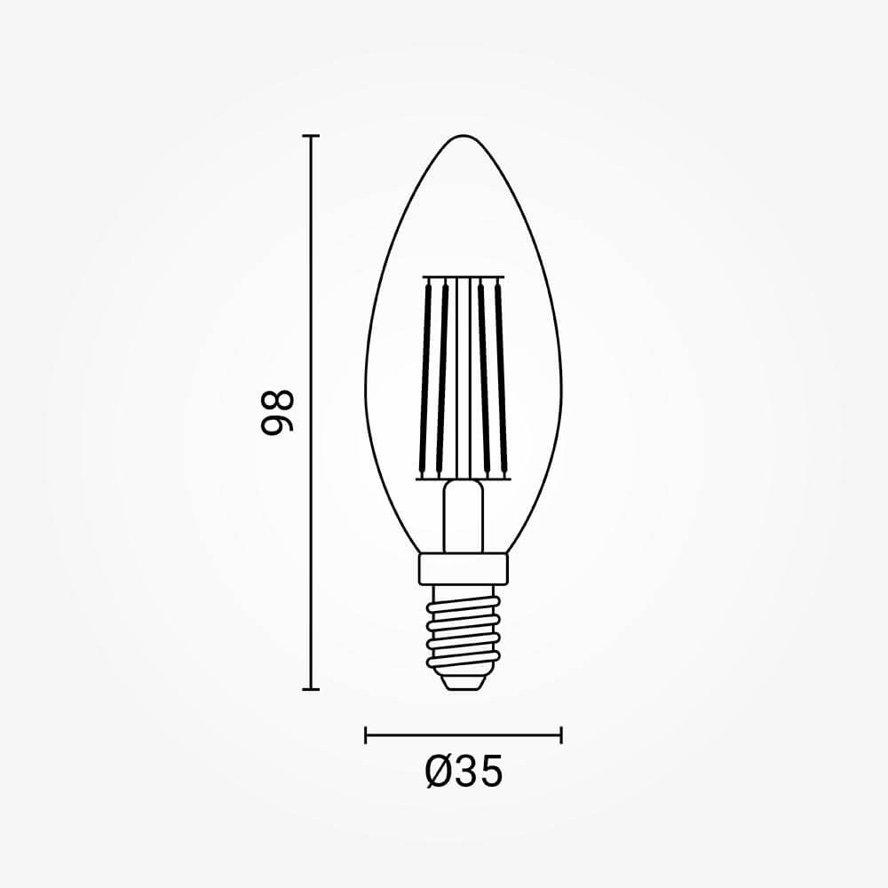 Led СВЕЌА C35 6W 730Lm E14 220-240V 4500K ФИЛАМЕНТ
