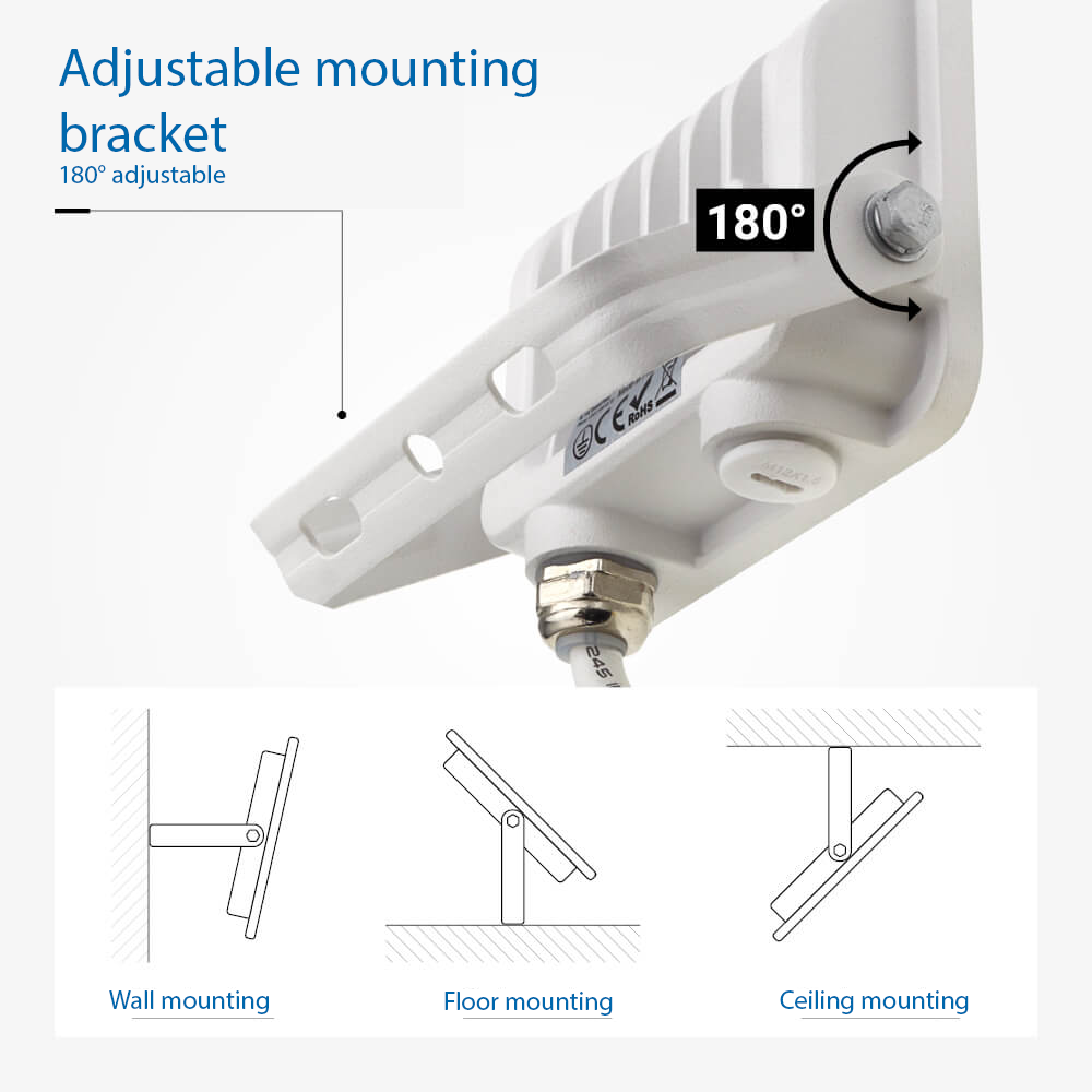 Led SMD Рефлектор БЕЛО ТЕЛО IP65 СО 15 CM КАБЕЛ 10W БЕЛА СВЕТЛИНА
