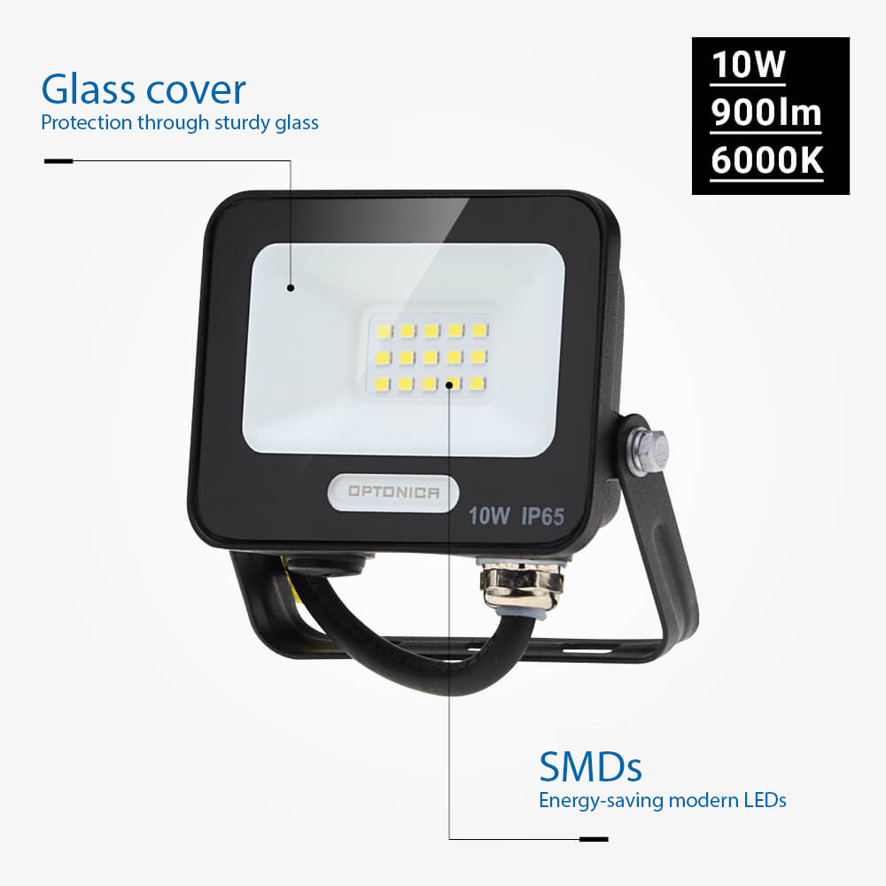 Led SMD Рефлектор ЦРНО ТЕЛО IP65 СО 15 CM КАБЕЛ 10W БЕЛА СВЕТЛИНА