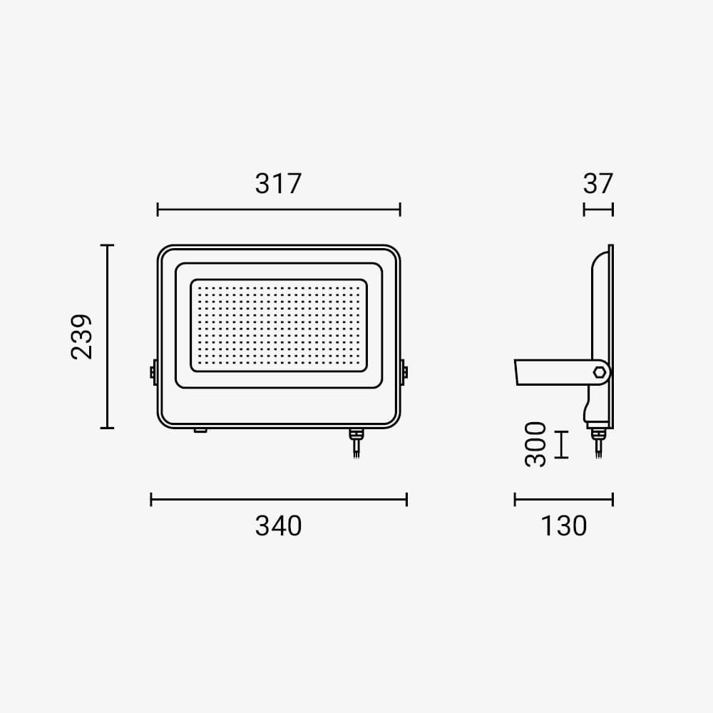 Led SMD Рефлектор ЦРНО ТЕЛО IP65 СО 15 CM КАБЕЛ 200W БЕЛА СВЕТЛИНА