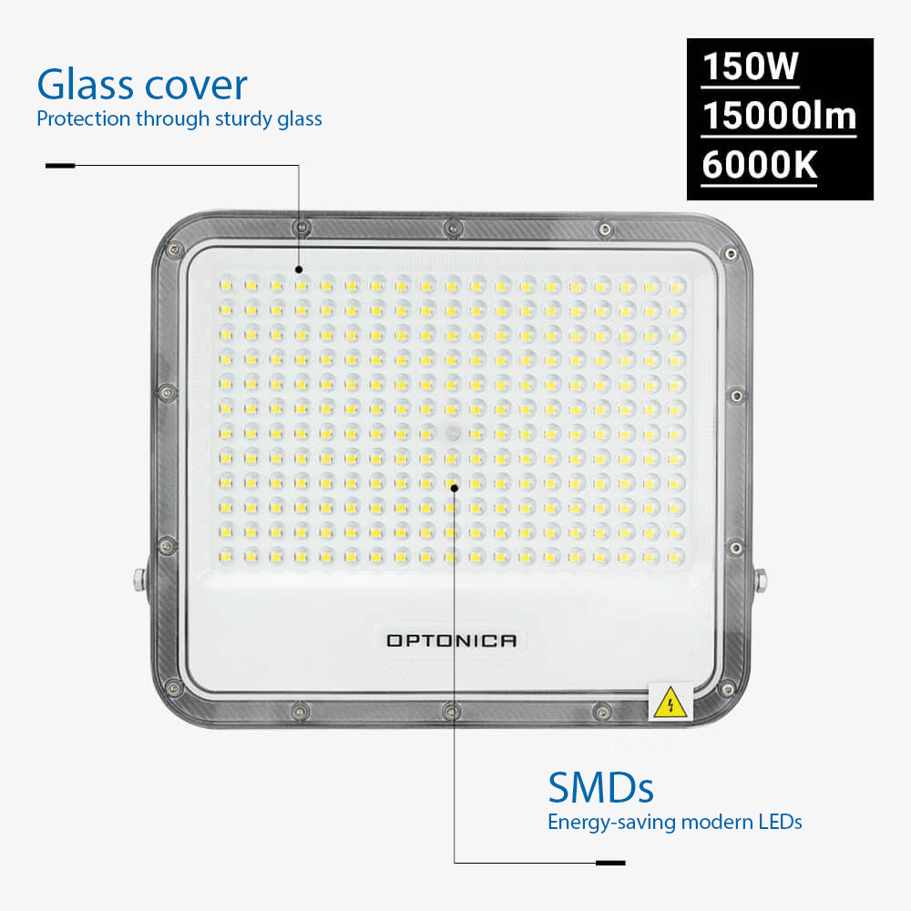 LED SMD РЕФЛЕКТОР 150W СИВО ТЕЛО IP65 СО 100CM КАБЕЛ