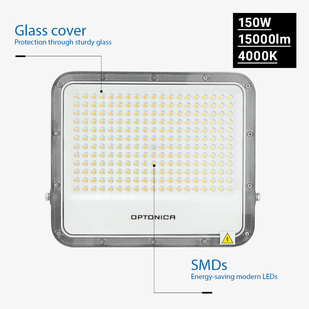 LED SMD РЕФЛЕКТОР 150W СИВО ТЕЛО IP65 СО 100CM КАБЕЛ