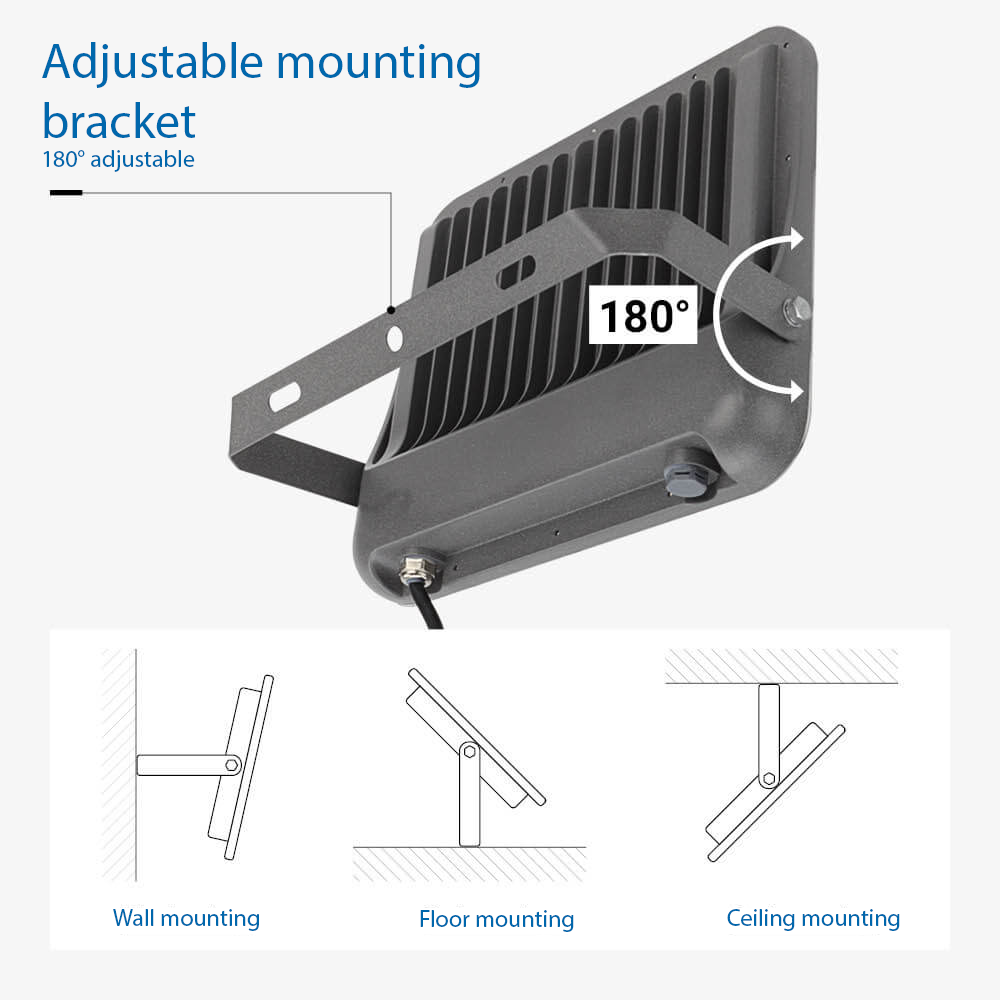 LED SMD РЕФЛЕКТОР 150W СИВО ТЕЛО IP65 СО 100CM КАБЕЛ