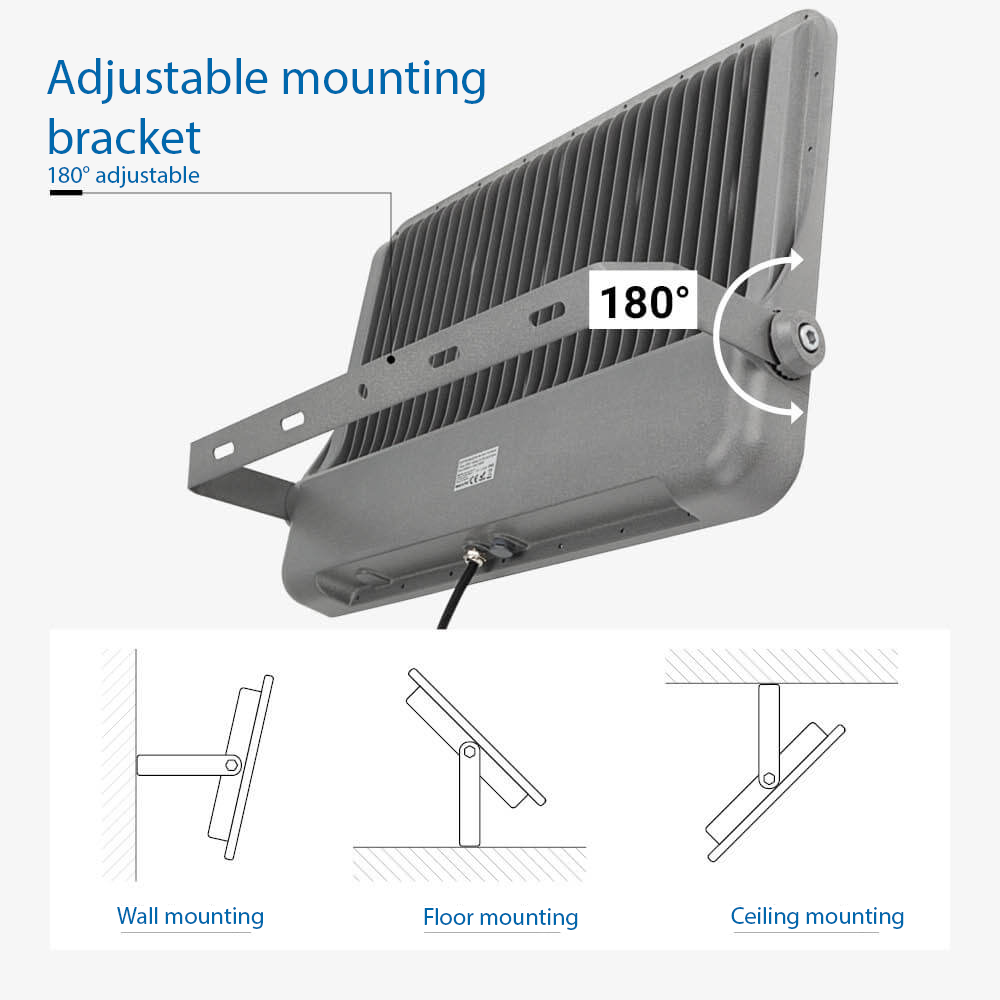 LED SMD РЕФЛЕКТОР 500W СИВО ТЕЛО IP65 СО 100CM КАБЕЛ