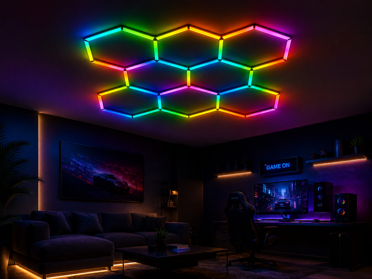 HEXAGON SET LIGHTS 1HEX 105W 120LM/W 165-265V WITH ACCESSORIES RGB