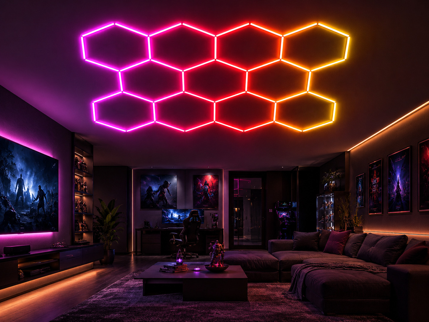 HEXAGON SET LIGHTS 1HEX 138W 120LM/W 165-265V WITH ACCESSORIES RGB