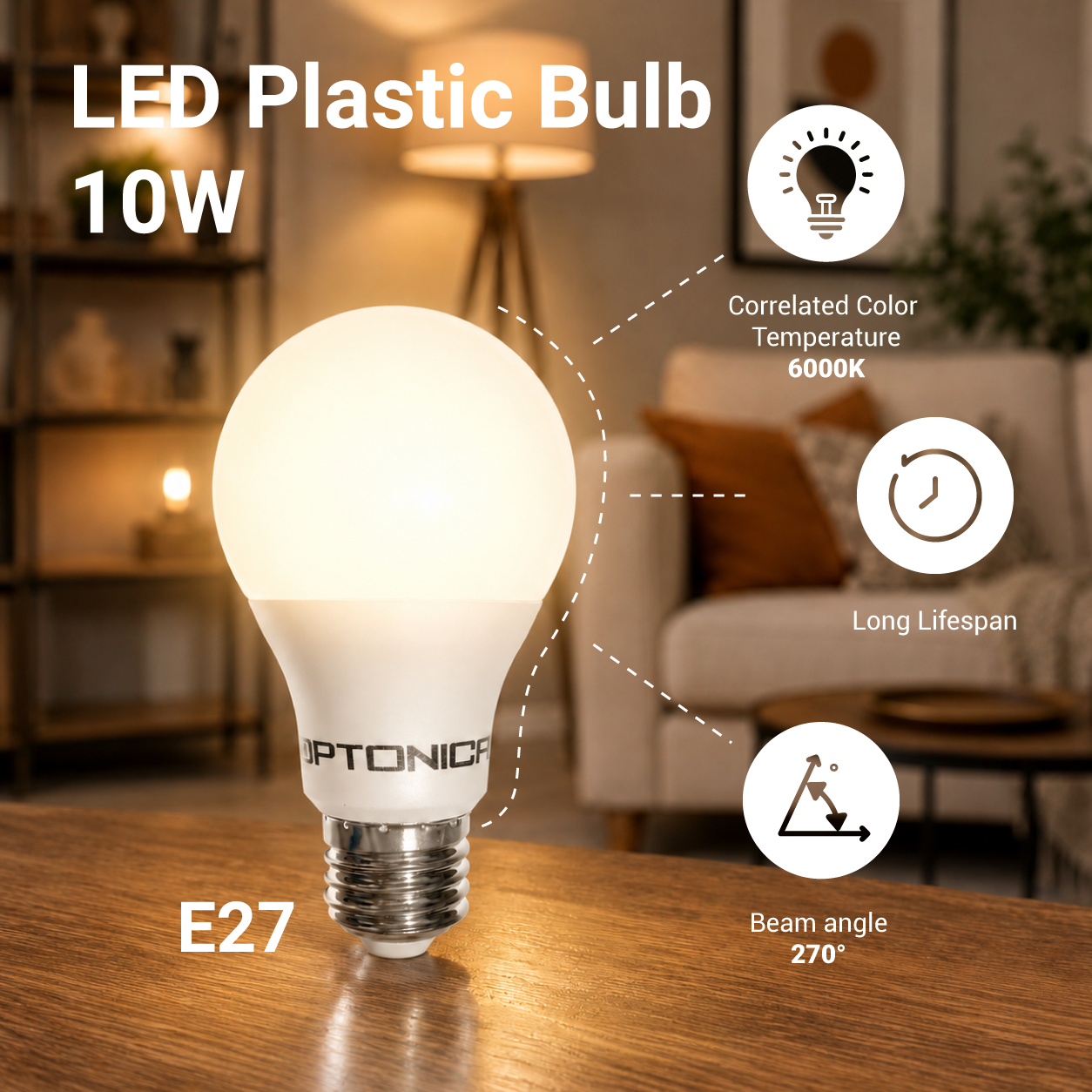 Led СИJАЛИЦА A60 E27 10W 806Lm RA>80 AC175-265V 6000K