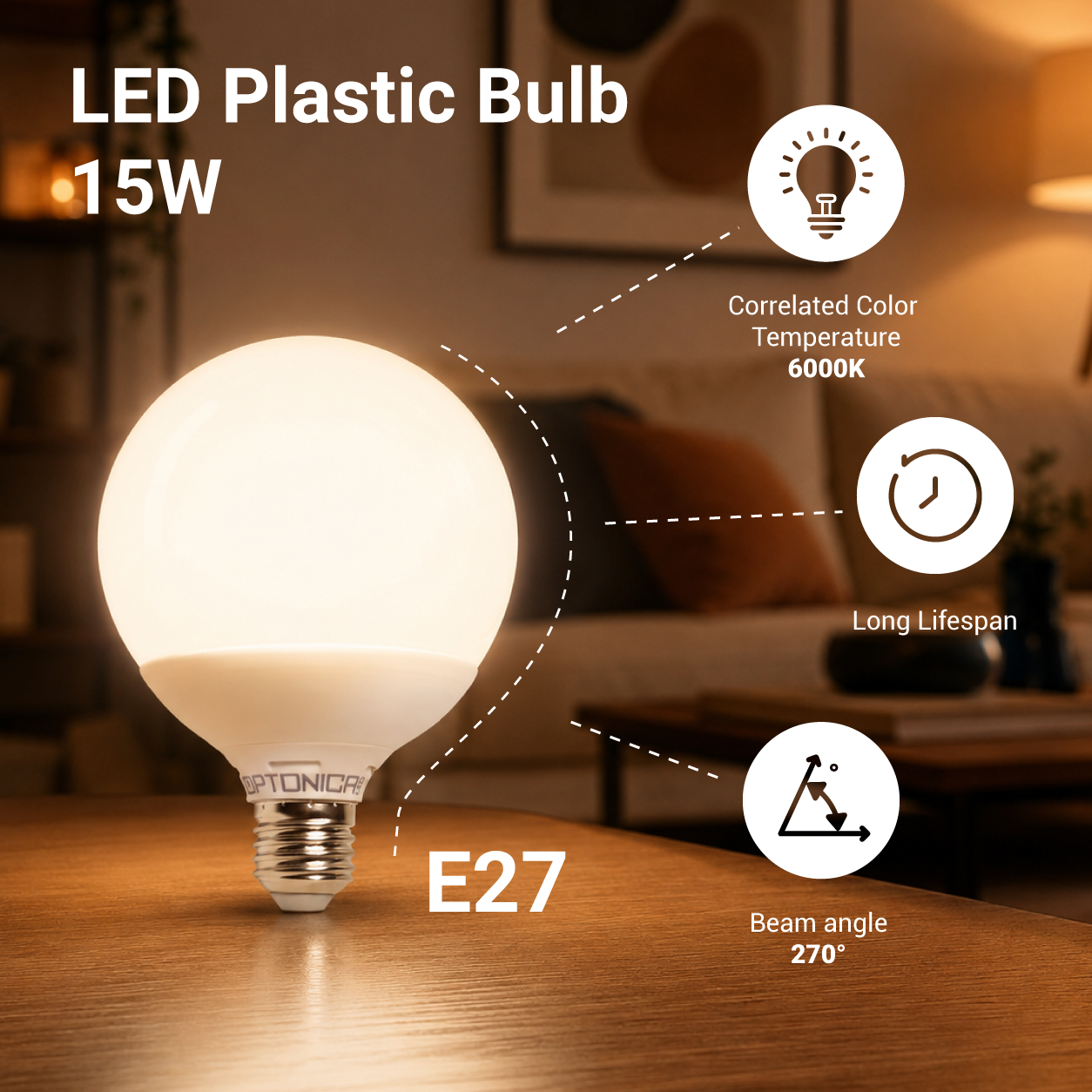 Led СИJАЛИЦА E27 G125 15W 1320Lm RA>80 AC175-265V 6000K