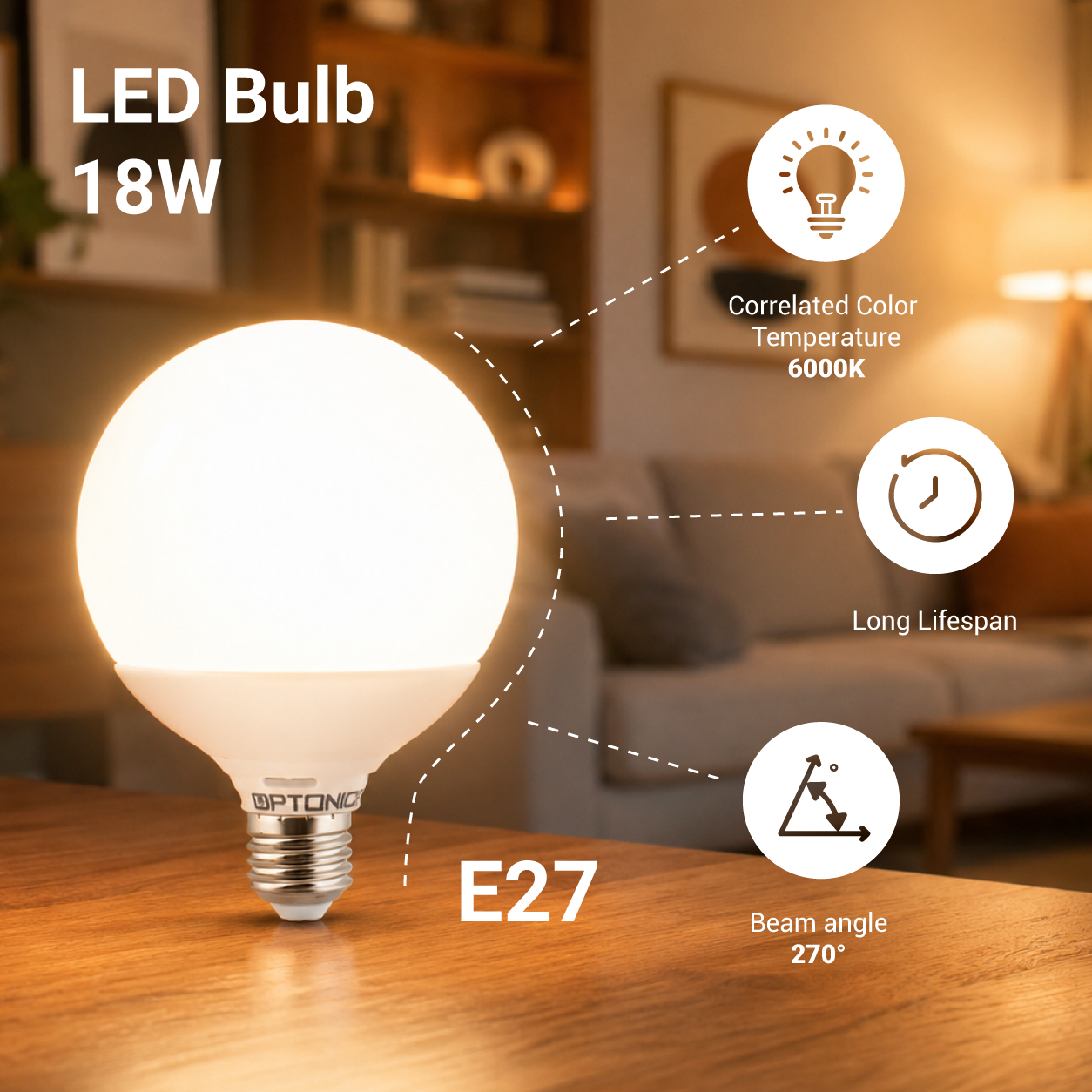 Led СИJАЛИЦА E27 G120 18W 1440Lm 175-265V 6000K