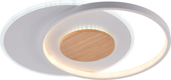 LED ПЛАФОНСКА СВЕТИЛКА 54W/4120LM WH+WOOD 3000-6000K ДИМАБИЛЕН + ДАЛЕЧИНСКО