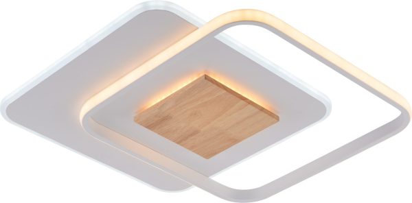 LED ПЛАФОНСКА СВЕТИЛКА 60W/5180LM WH+WOOD 3000-6000K ДИМАБИЛЕН + ДАЛЕЧИНСКО