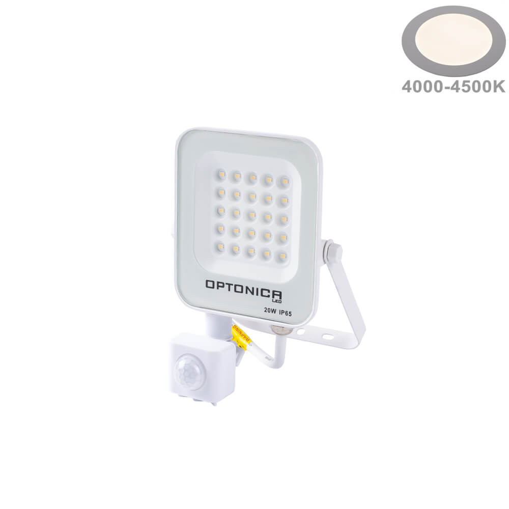 Led SMD Рефлектор БЕЛ 20W 1800Lm AC220-240V 90° IP65 4500K + SENSOR