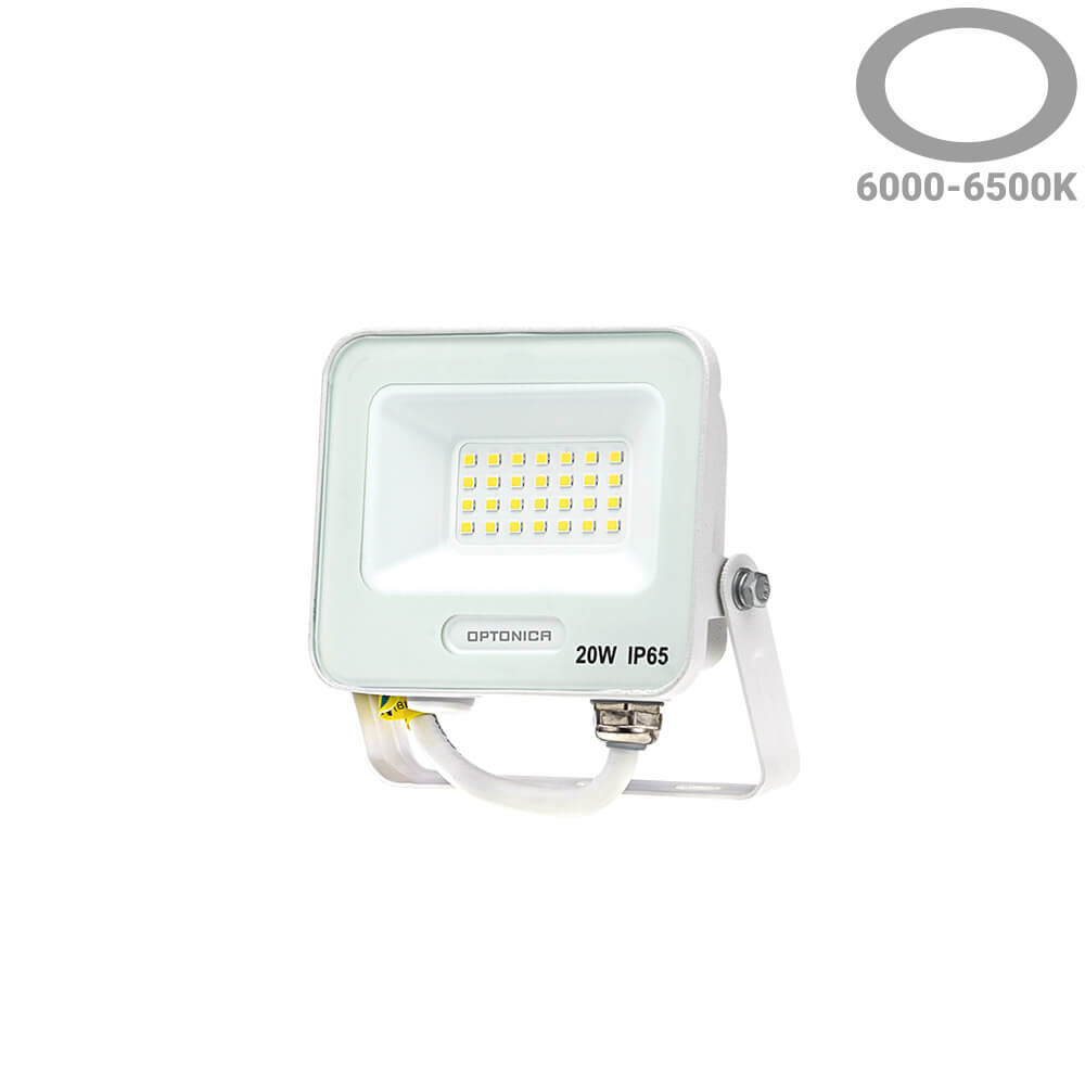 Led SMD Рефлектор БЕЛО ТЕЛО IP65 СО 15 CM КАБЕЛ 20W БЕЛА СВЕТЛИНА