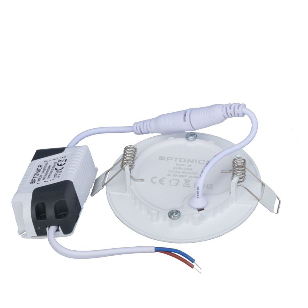 3W Led ВГРАДЛИВ ПАНЕЛ КРУГ AC85-260V 2800K – СО ДРАЈВЕР