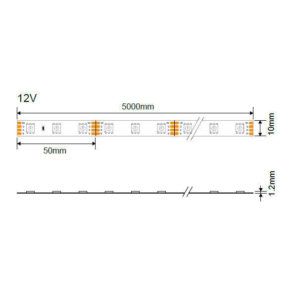 Led ЛЕНТА 5050 60 SMD/m 6000K ВОДООТПОРНА