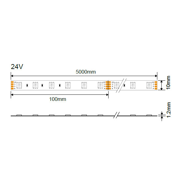 Led ЛЕНТА 24V 5050 60 SMD/m RGB ВОДООТПОРНА