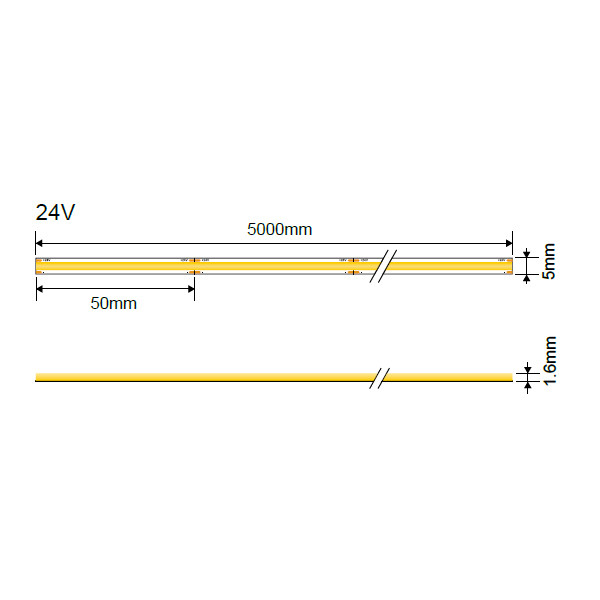 Led Cob ЛЕНТА 24V, 320 Led/M, 10W/M, 5MM RA>80 3000K IP20