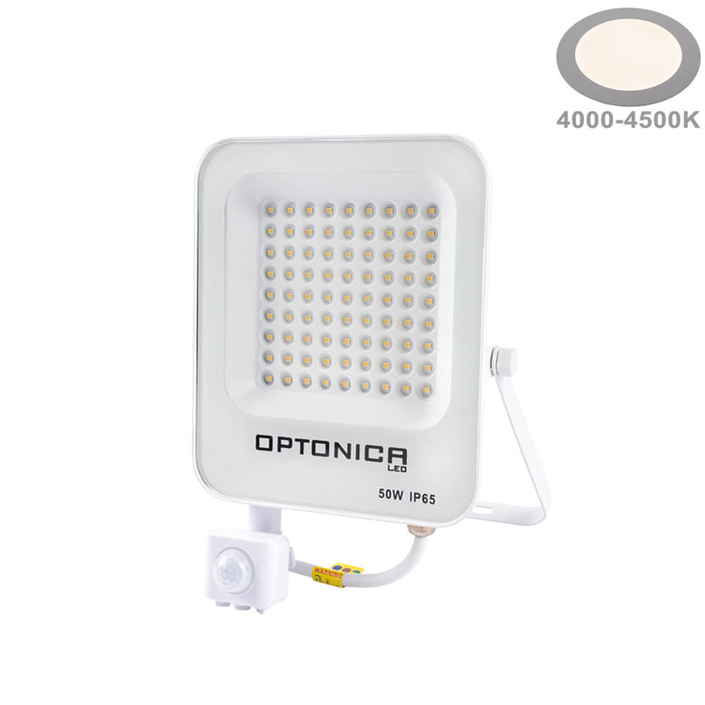 Led SMD Рефлектор БЕЛ 50W 4500Lm AC220-240V 90° IP65 4500K + SENSOR