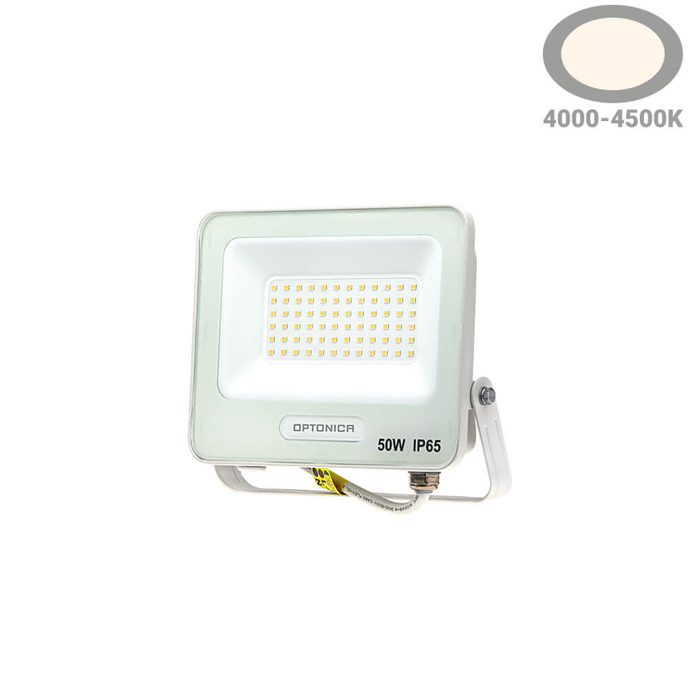 Led SMD Рефлектор БЕЛО ТЕЛО IP65 СО 15 CM КАБЕЛ 50W НЕУТРАЛНО БЕЛО