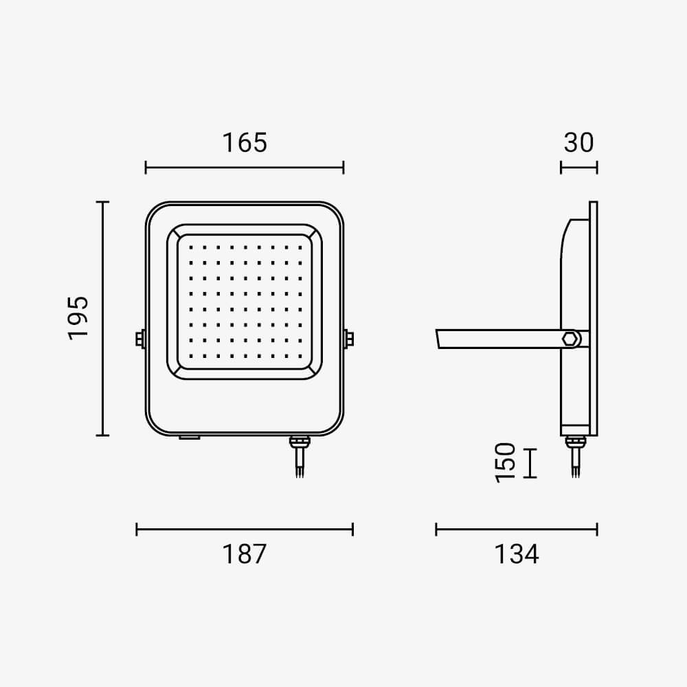 Led SMD Рефлектор БЕЛ 50W 4000Lm AC220-240V 120° IP65 RGB
