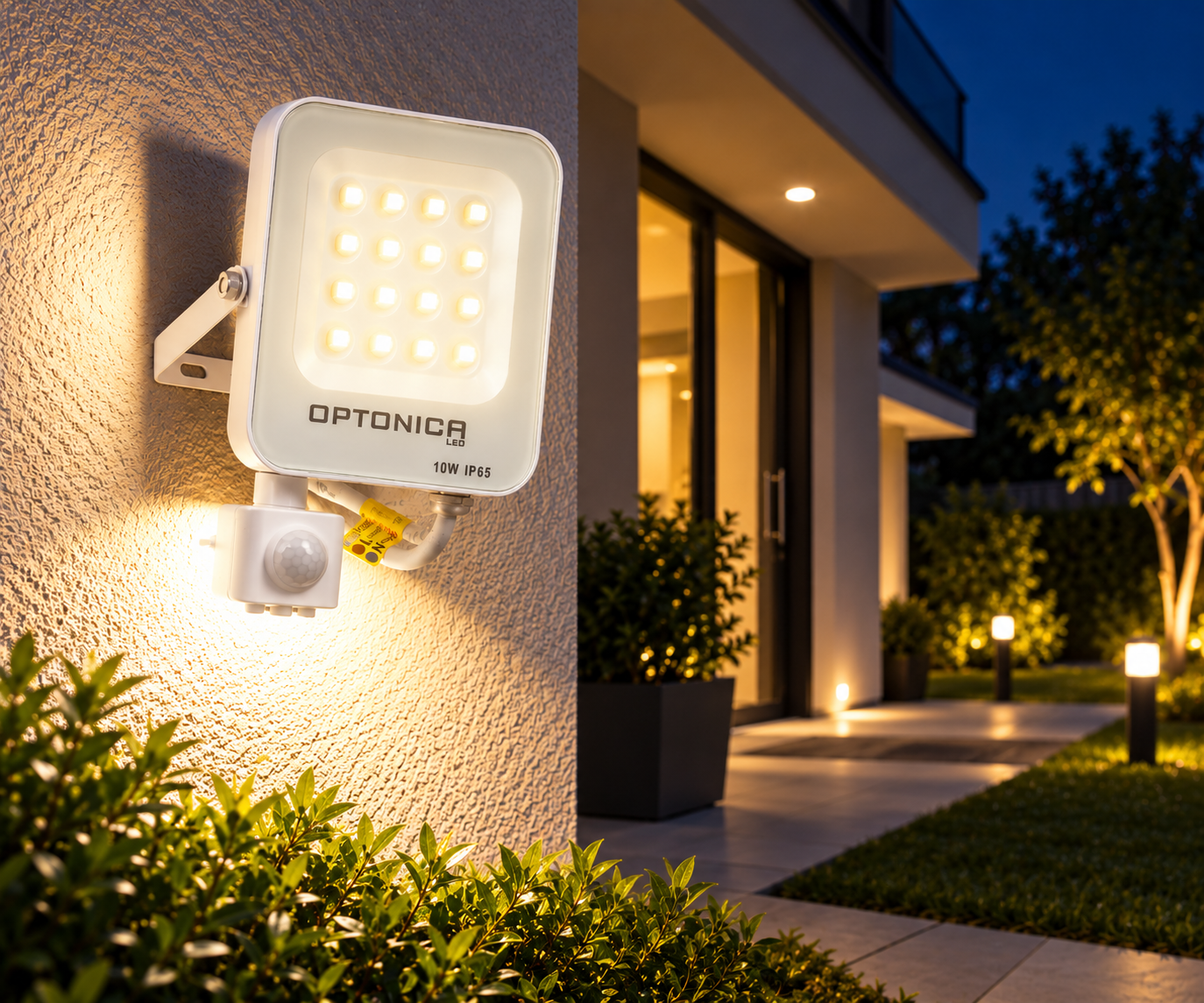 Led SMD Рефлектор БЕЛ 10W 900Lm AC220-240V 90° IP65 2700K + SENSOR