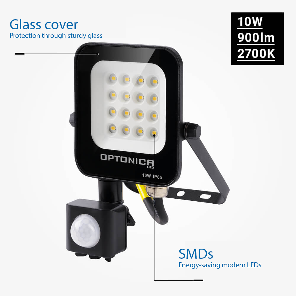 Led SMD Рефлектор ЦРН 10W 900Lm AC220-240V 90° IP65 2700K + SENSOR