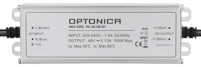 LED водоотпорно напојување IP67 150W 48V 3.125A 3 години гаранција