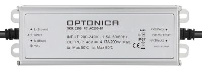LED водоотпорно напојување IP67 200W 48V 4.17 A 3 години гаранција