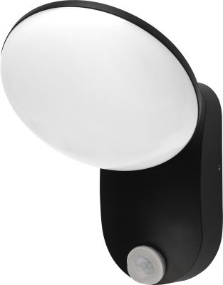 LED Ѕидна Светилка Алуминиумска 12W ЦРНО ТЕЛО IP54 + PIR СЕНЗОР