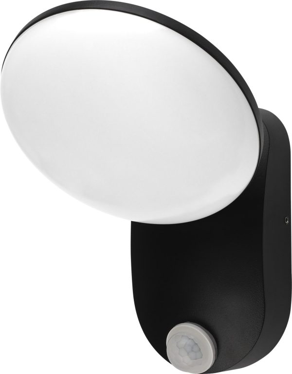 LED Ѕидна Светилка Алуминиумска 12W ЦРНО ТЕЛО IP54 + PIR СЕНЗОР
