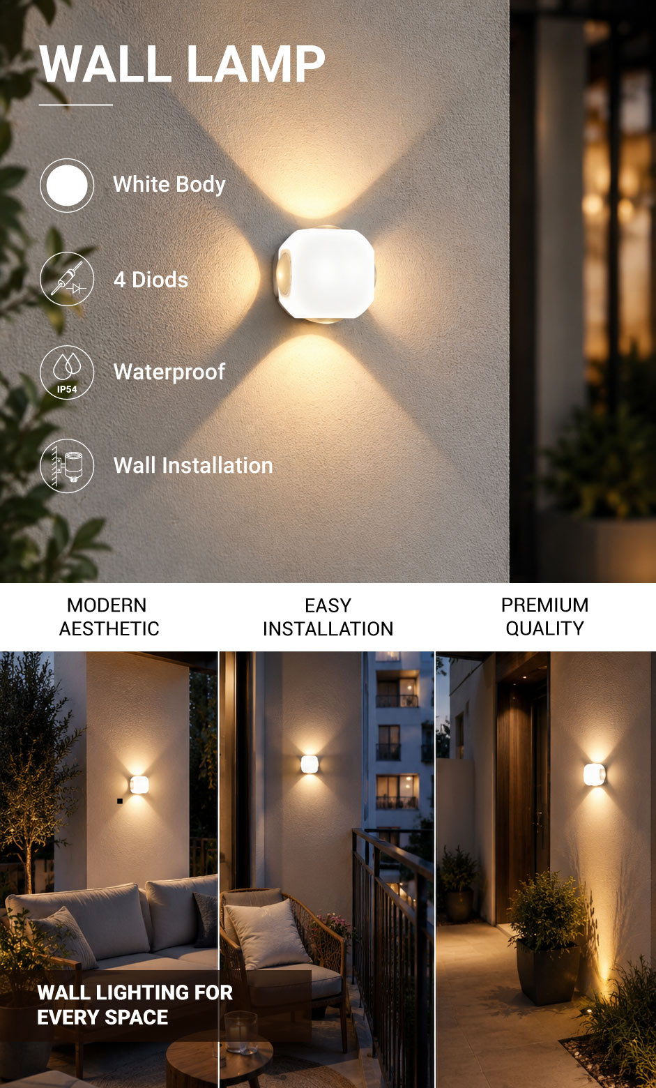 Led ЅИДНО СВЕТЛО CREE AC100-240V 4W IP54 440Lm БЕЛО ТЕЛО 3000K