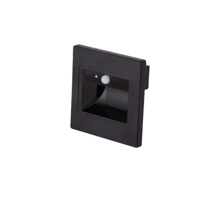 LED Степенично Светло Квадратно 1W IP20 Црно + Сензор