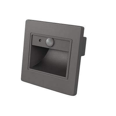 LED Степенично Светло Квадратно 1W IP20 Сиво + Сензор