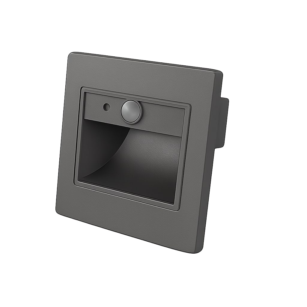 LED Степенично Светло Квадратно 1W IP20 Сиво + Сензор