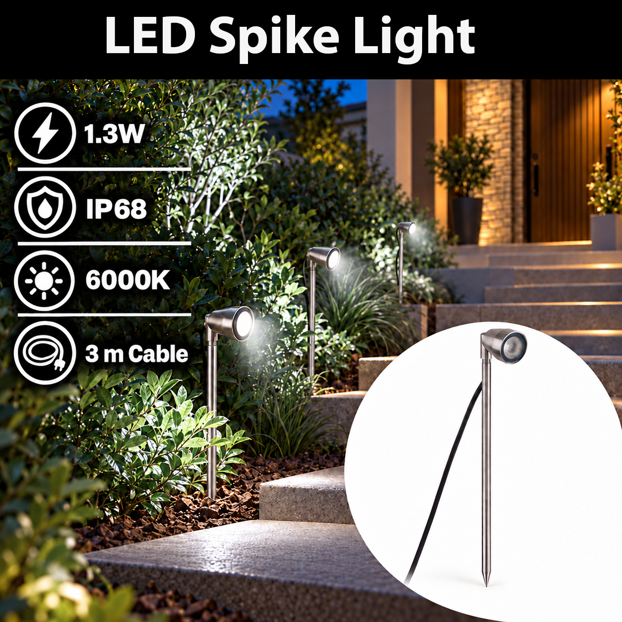 Led ПОДЗЕМНО СВЕТЛО 1.3W STAINLESS STEEL 24VDC IP65 6000K