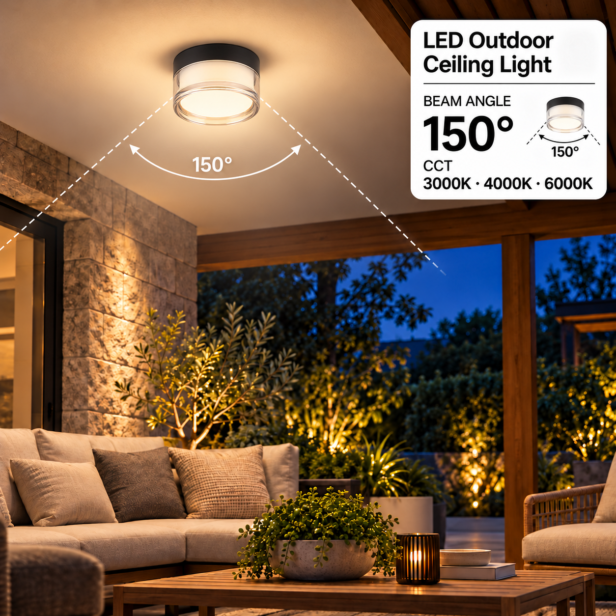 LED НАДВОРЕШНА ПЛАФОЊЕРКА СВЕТИЛКА ОКРУГЛА ЦРНА/БЕЛА 9W 3CCT IP65