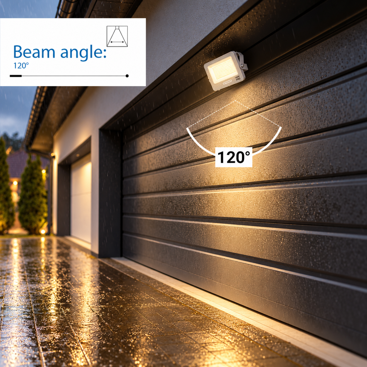 Led SMD Рефлектор БЕЛО ТЕЛО IP65 СО 15 CM КАБЕЛ 100W ТОПЛО БЕЛО