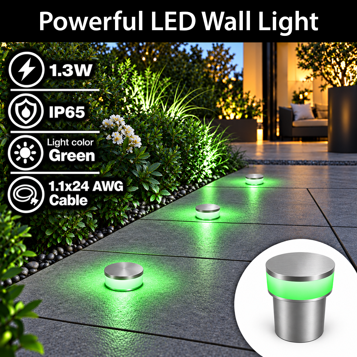 МОЌНО Led ЅИДНО СВЕТЛО 1.3W ЗЕЛЕНО