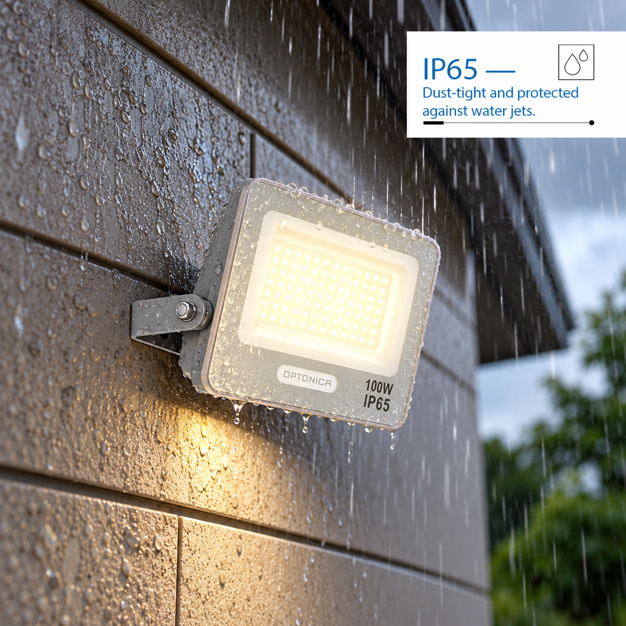 Led SMD Рефлектор БЕЛО ТЕЛО IP65 СО 15 CM КАБЕЛ 100W ТОПЛО БЕЛО