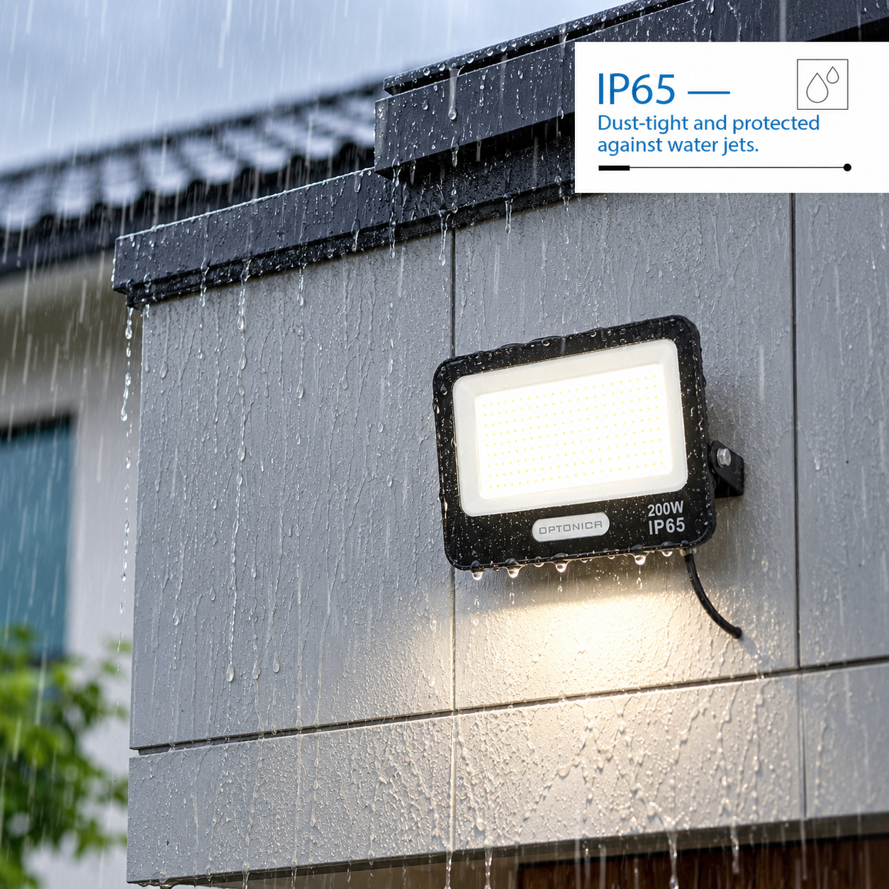 Led SMD Рефлектор ЦРНО ТЕЛО IP65 СО 15 CM КАБЕЛ 200W БЕЛА СВЕТЛИНА