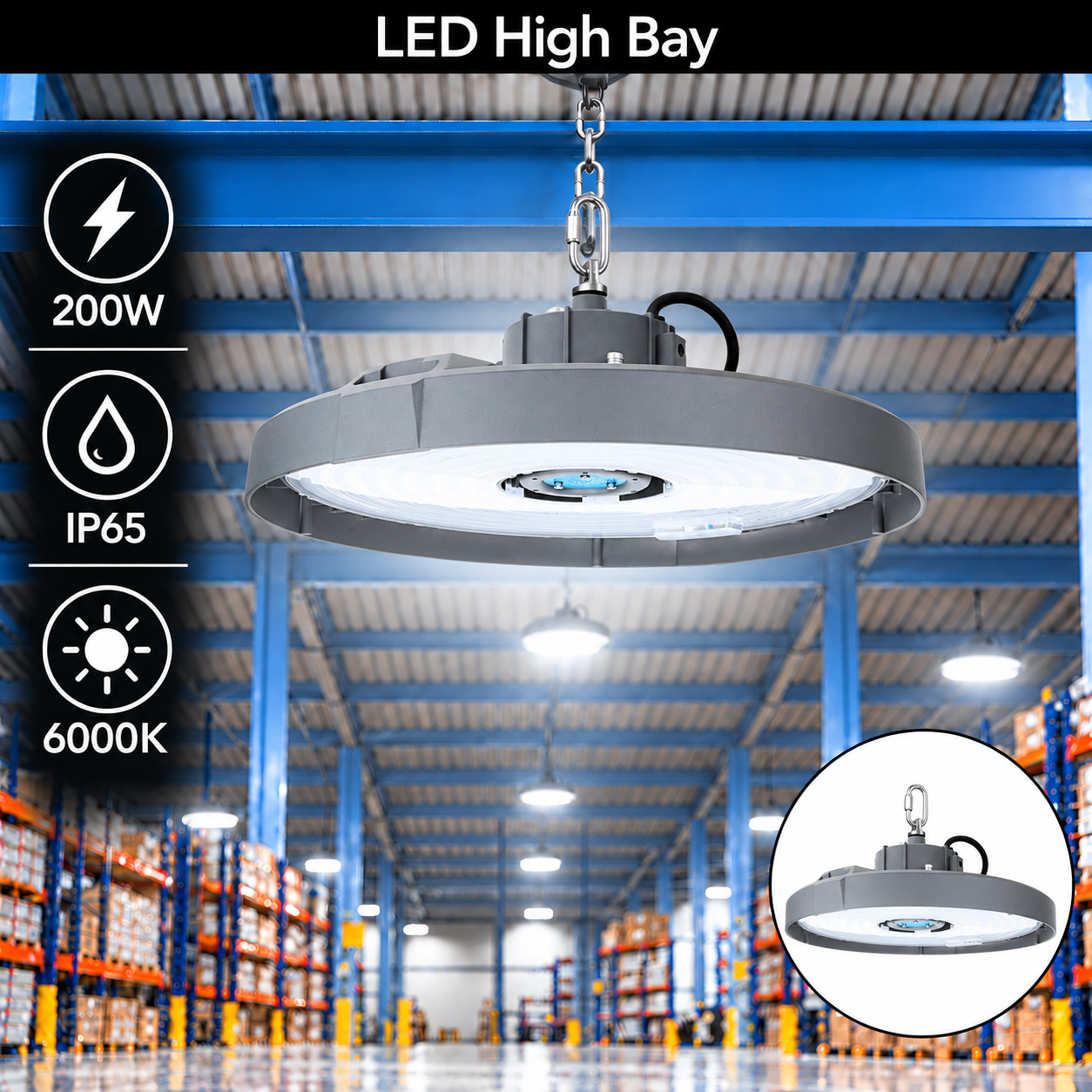 200W Led ИНДУСТРИСКА СВЕТИЛКА AC100-240V 5700K 180Lm/W IP65 90° – NEW