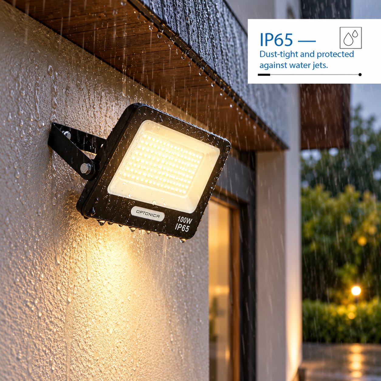 Led SMD Рефлектор ЦРНО ТЕЛО IP65 СО 15 CM КАБЕЛ 100W ТОПЛО БЕЛО