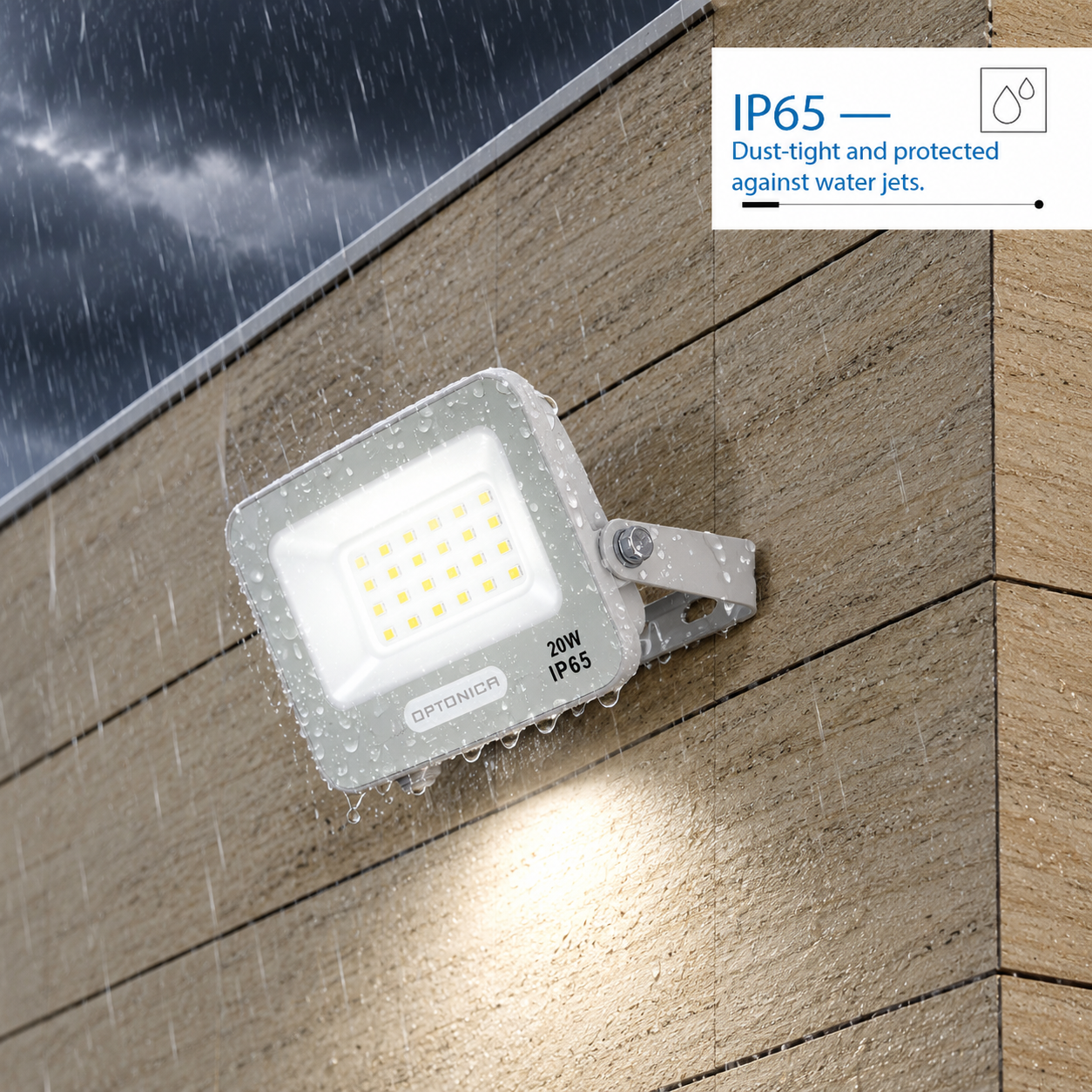 Led SMD Рефлектор БЕЛО ТЕЛО IP65 СО 15 CM КАБЕЛ 20W БЕЛА СВЕТЛИНА