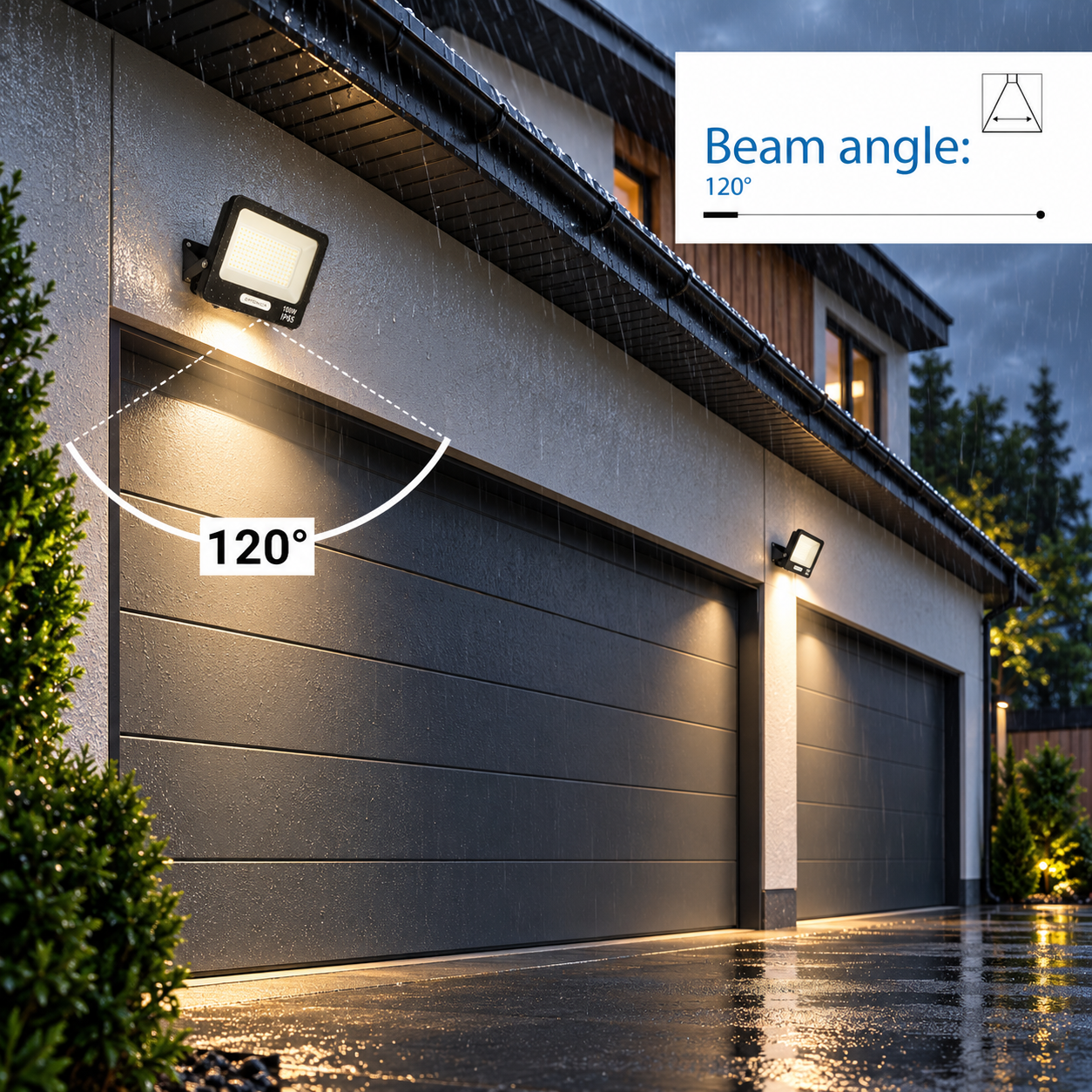 Led SMD Рефлектор ЦРНО ТЕЛО IP65 СО 15 CM КАБЕЛ 100W ТОПЛО БЕЛО